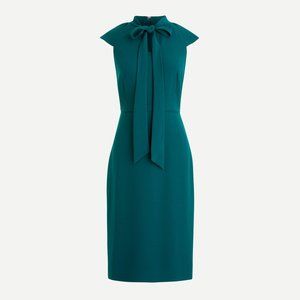 NWT J.Crew Ruffle Front Pussy Bow Sheath Dress in 365 Crepe
